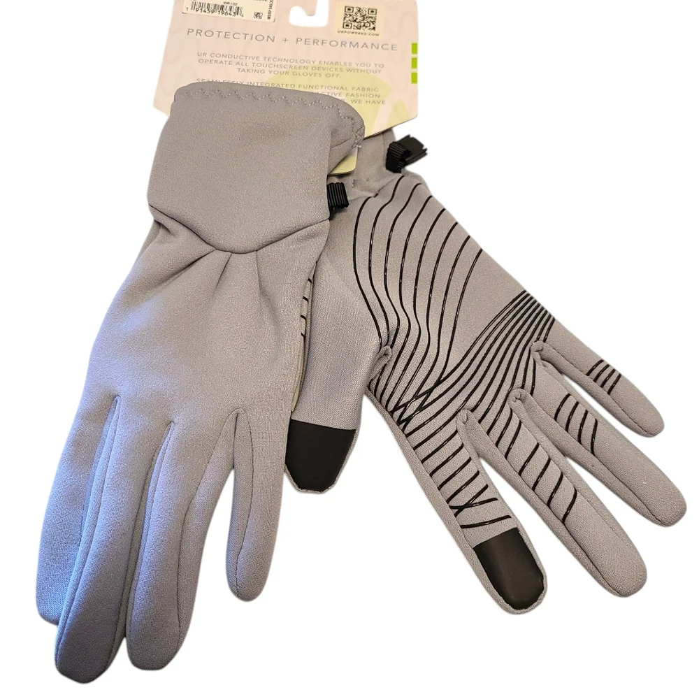 UR WELLNESS TOUCHSCREEN Gloves Size Small-Medium Gray Black Tech User Grips NWT